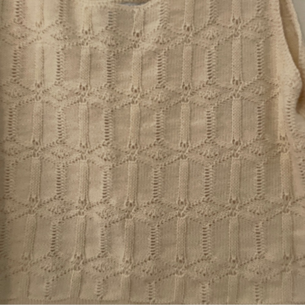 Vintage G.A.S. West USA Cotton Knit Sweater Tank Cream Cropped M - Picture 3 of 11